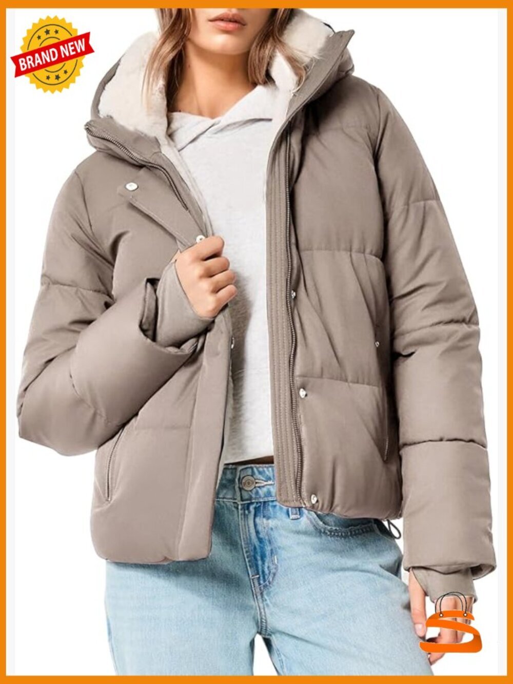 Cropped Puffer Jacket Winter Coat Fur Lined Quilted Jacket Hooded
